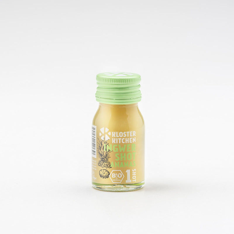Contents of the Ginger Shot Pineapple Box: one 30 ml bottle of Ginger Shot Pineapple
