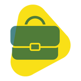 Icon: In the background is a large yellow triangle representing a cartoonised piece of ginger. On top of it you can see a green briefcase. 