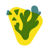 Icon: Im Hintergrund ist ein großes gelbes Dreieck, das ein cartoonisiertes Ingwerstückchen darstellt. Darauf ist eine grüne Ingwerknolle von der ein paar Stückchen scheinbar abfliegen. 