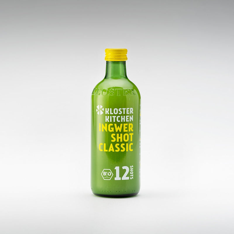 Contents of the 12SHOTS Ginger Shot Mix Box: Ginger Shot Classic in the 360 ml bottle