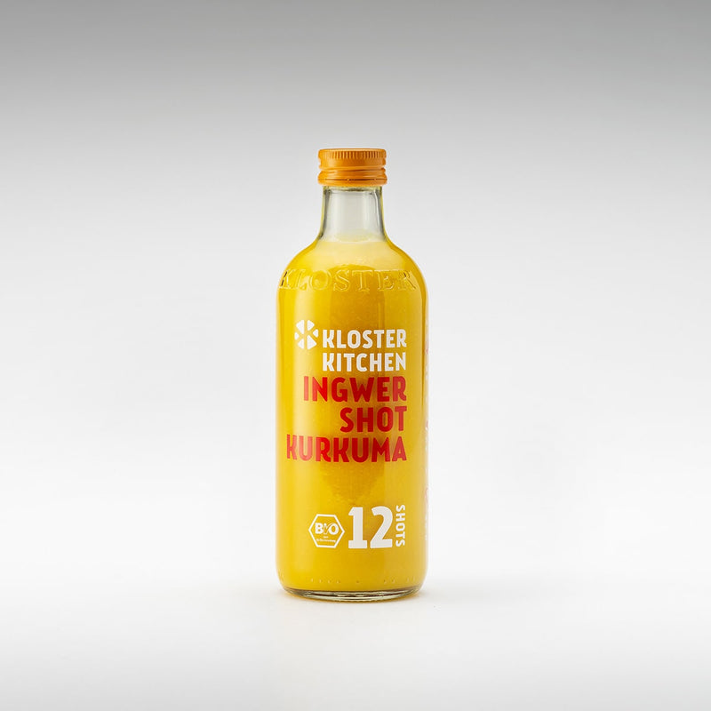 Contents of the 12SHOTS Ginger Shot Mix Box: Ginger Shot Turmeric in the 360 ml bottle