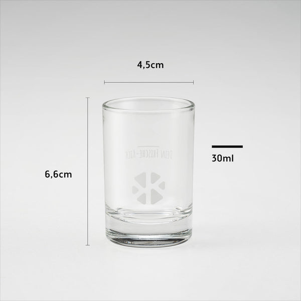 Gläser für Ingwer Shots: ein einzelnes Glas mit Abmessungen: 6,6 cm Höhe, 4,5 cm Breite